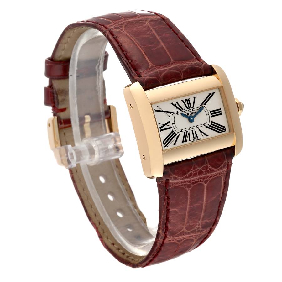 Cartier Tank Divan Mini Yellow Gold Red Strap Ladies Watch W6300356