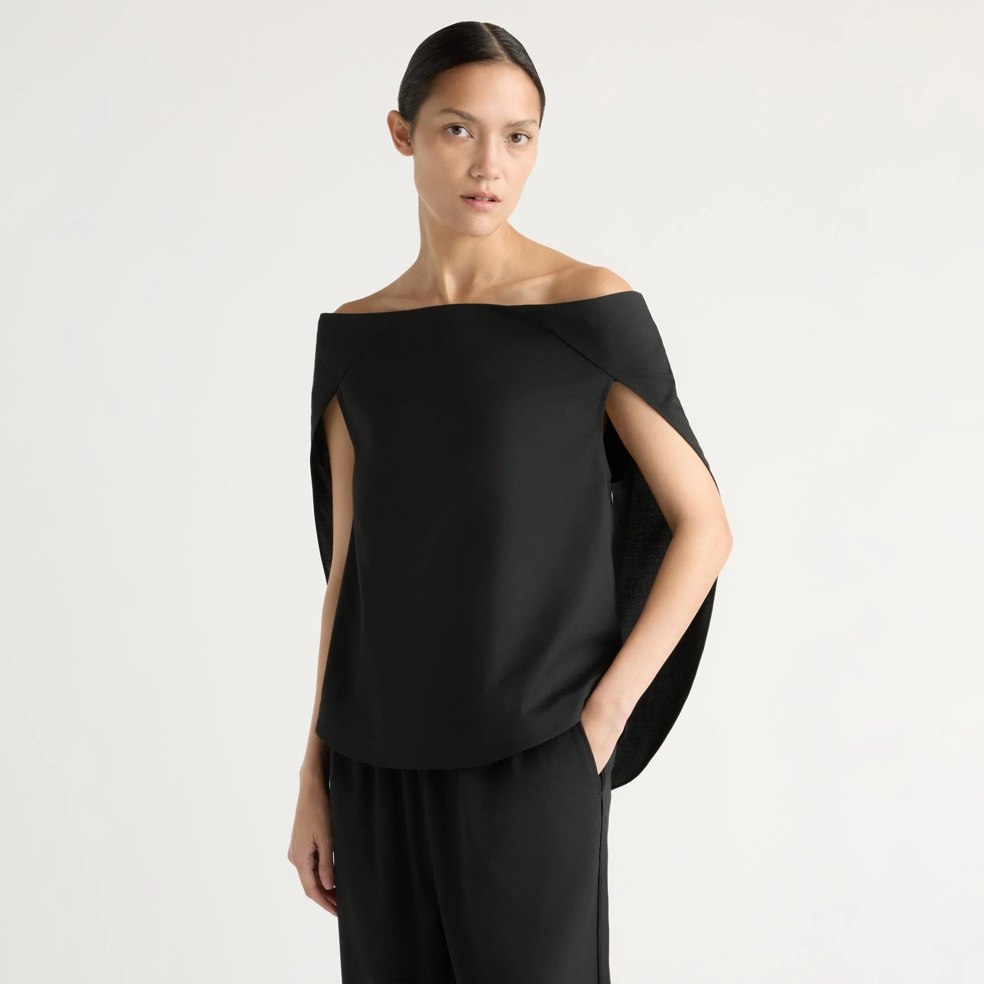 Angeli Off-Shoulder Back-Drape Blouse