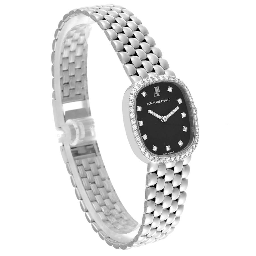 Audemars Piguet White Gold Black Diamond Dial Ladies Watch