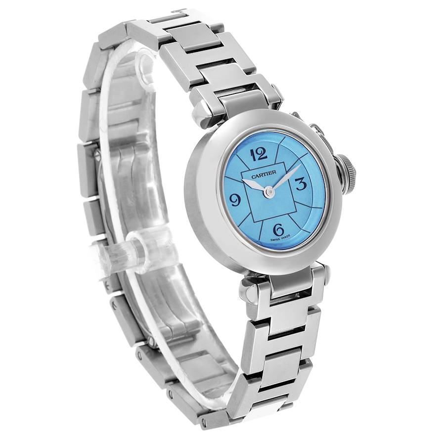 Cartier Miss Pasha 1st Anniversary Blue Dial Steel Ladies Watch W3140024