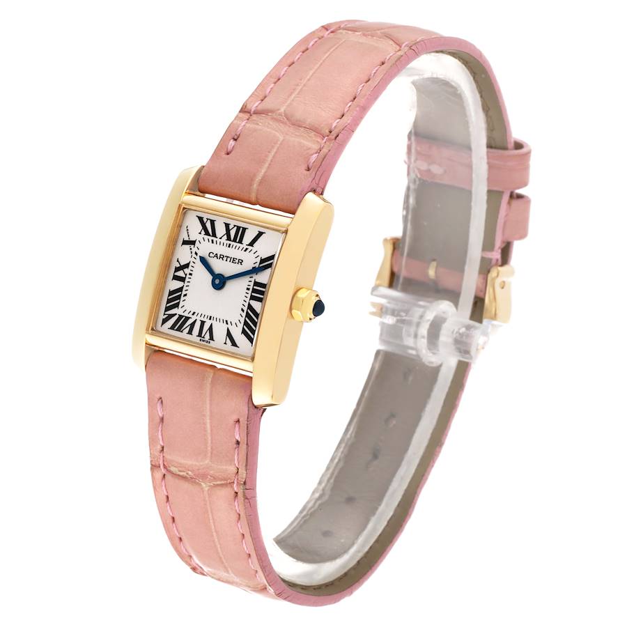 Cartier Tank Francaise Yellow Gold Pink Strap Ladies Watch W5000256