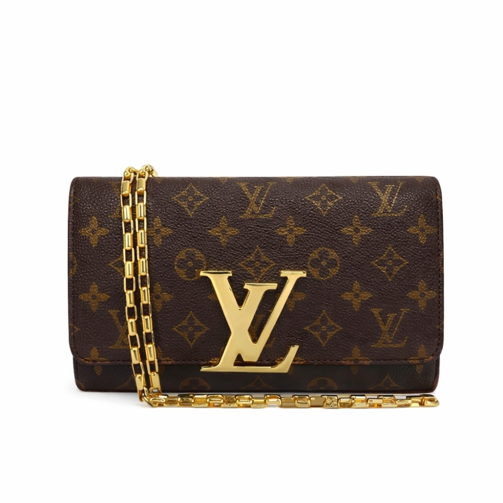 Louis Vuitton Pochette Louise Chain Monogram Canvas Brown 23cm
