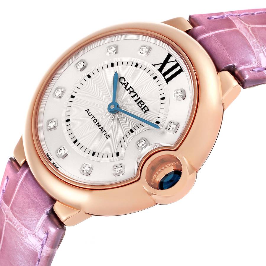 Cartier Ballon Bleu 36 Rose Gold Diamond Ladies Watch WJBB0010