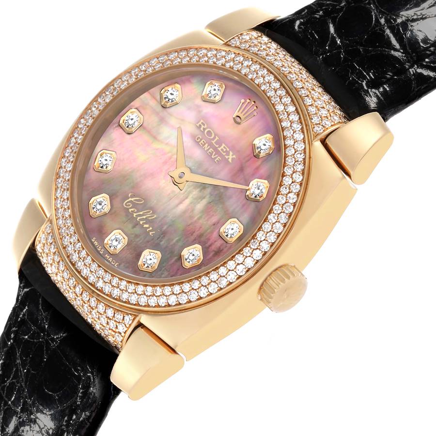 Rolex Cellini Cestello Yellow Gold MOP Diamond Ladies Watch 6311