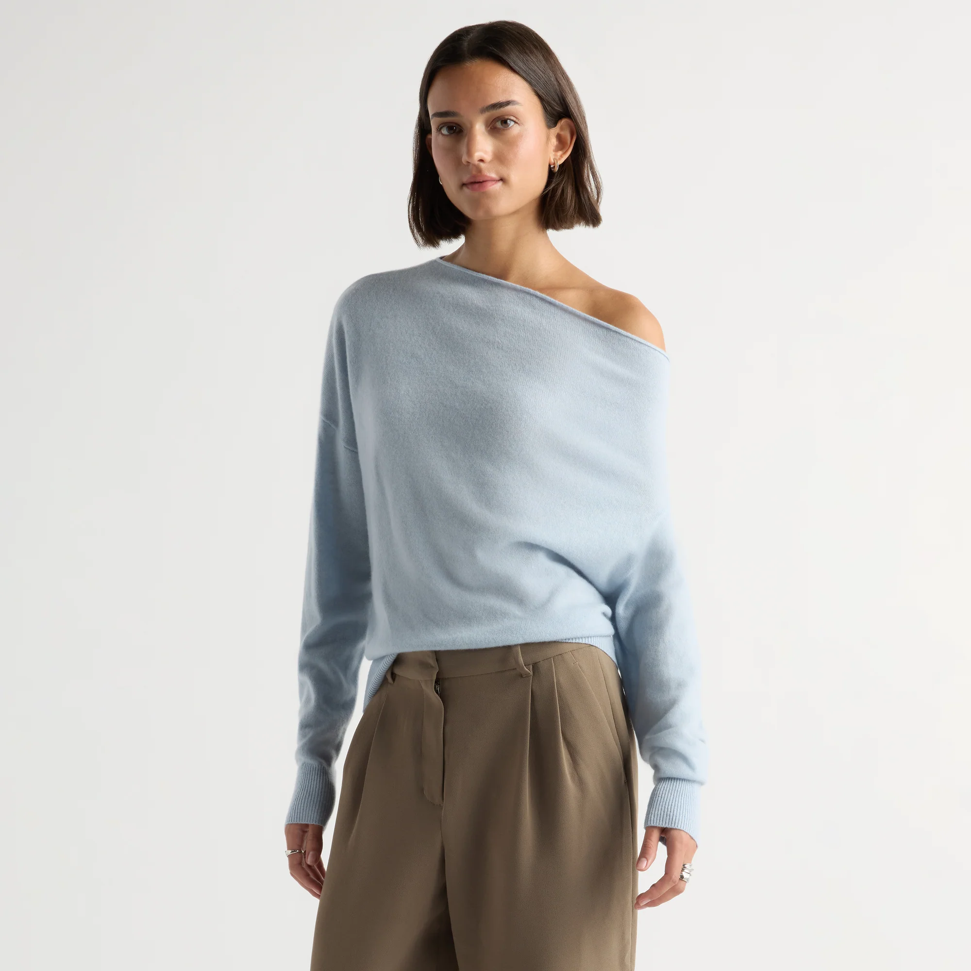 Lan Cashmere Off-Shoulder Sweater