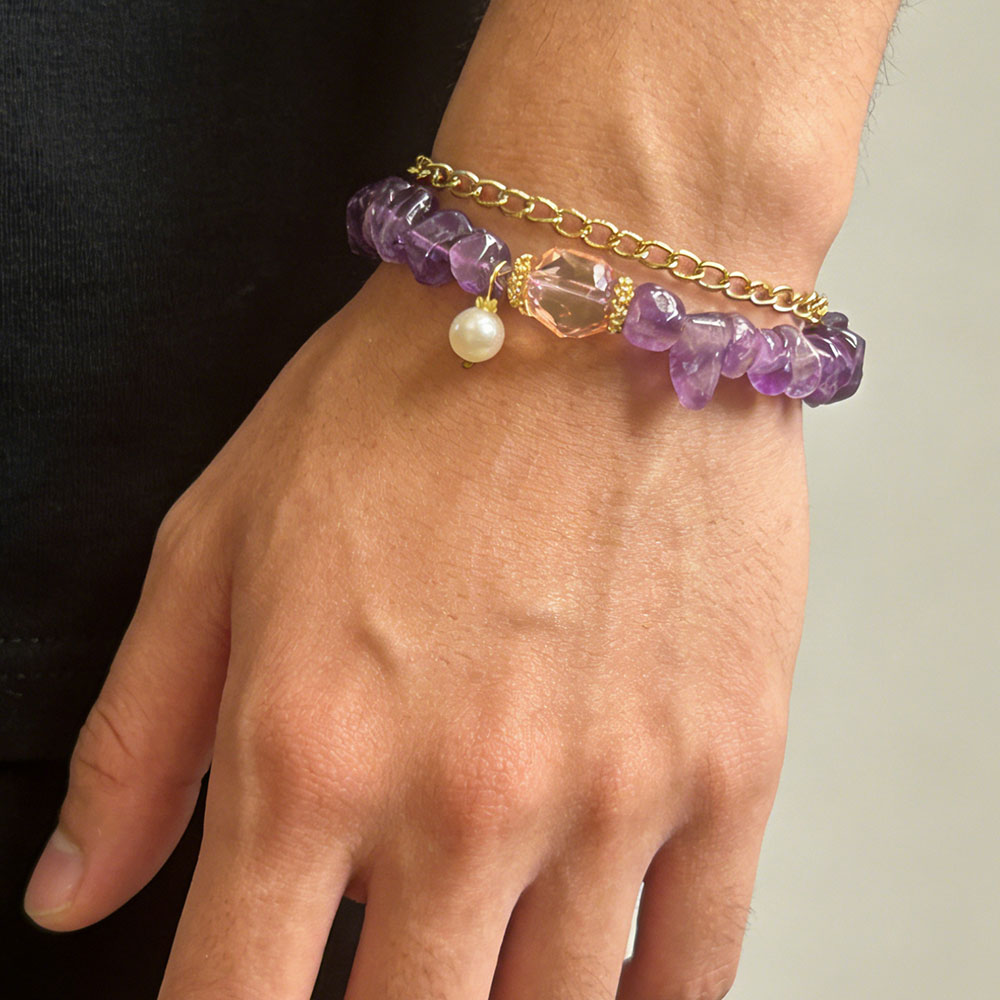 Irregular Amethyst Bracelet | Calm Mind, Spiritual Growth & Intuition Boost