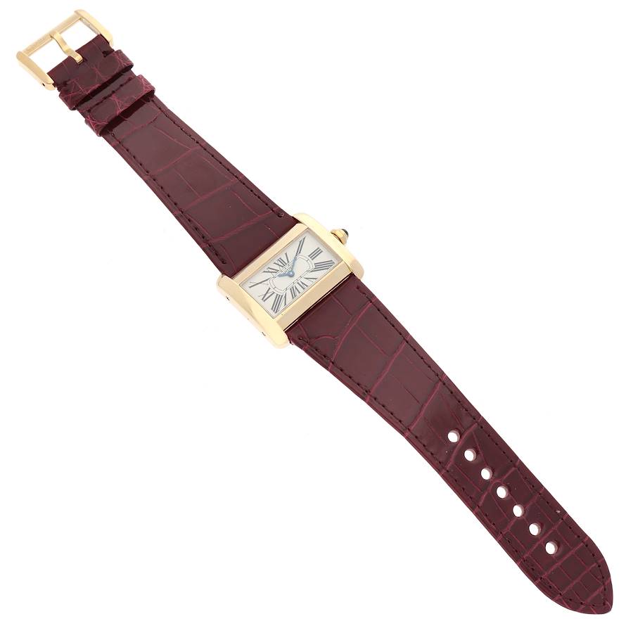 Cartier Tank Divan Mini Yellow Gold Red Strap Ladies Watch W6300356