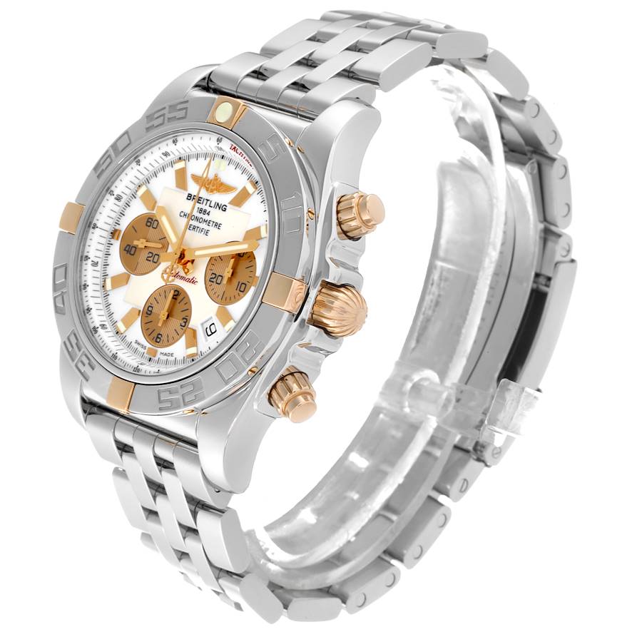 Breitling Chronomat White Dial Steel Rose Gold Mens Watch IB0110
