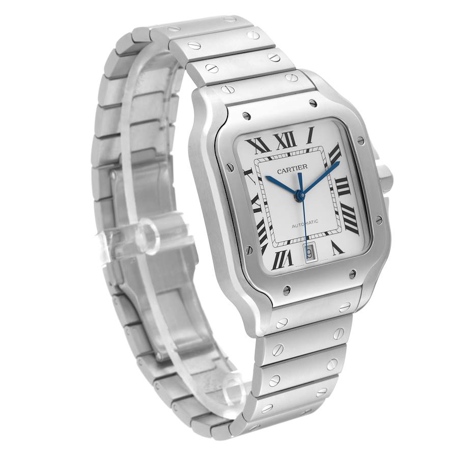 Cartier Santos Large Silver Dial Steel Mens Watch WSSA0009
