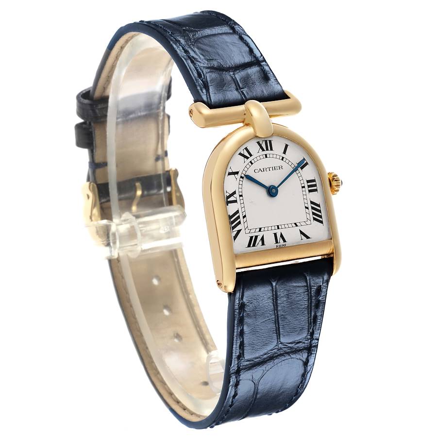 Cartier Cloche Calandre Yellow Gold Silver Dial Ladies Watch 81082