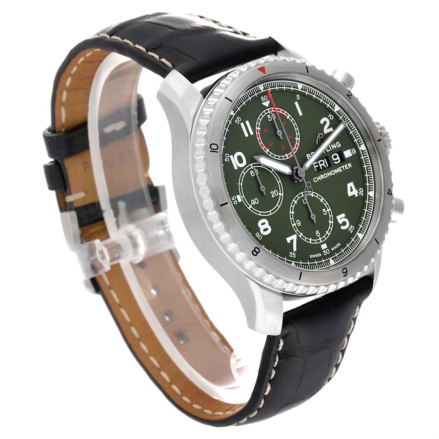 Breitling Aviator 8 Curtiss Warhawk Green Dial Steel Mens Watch A13316