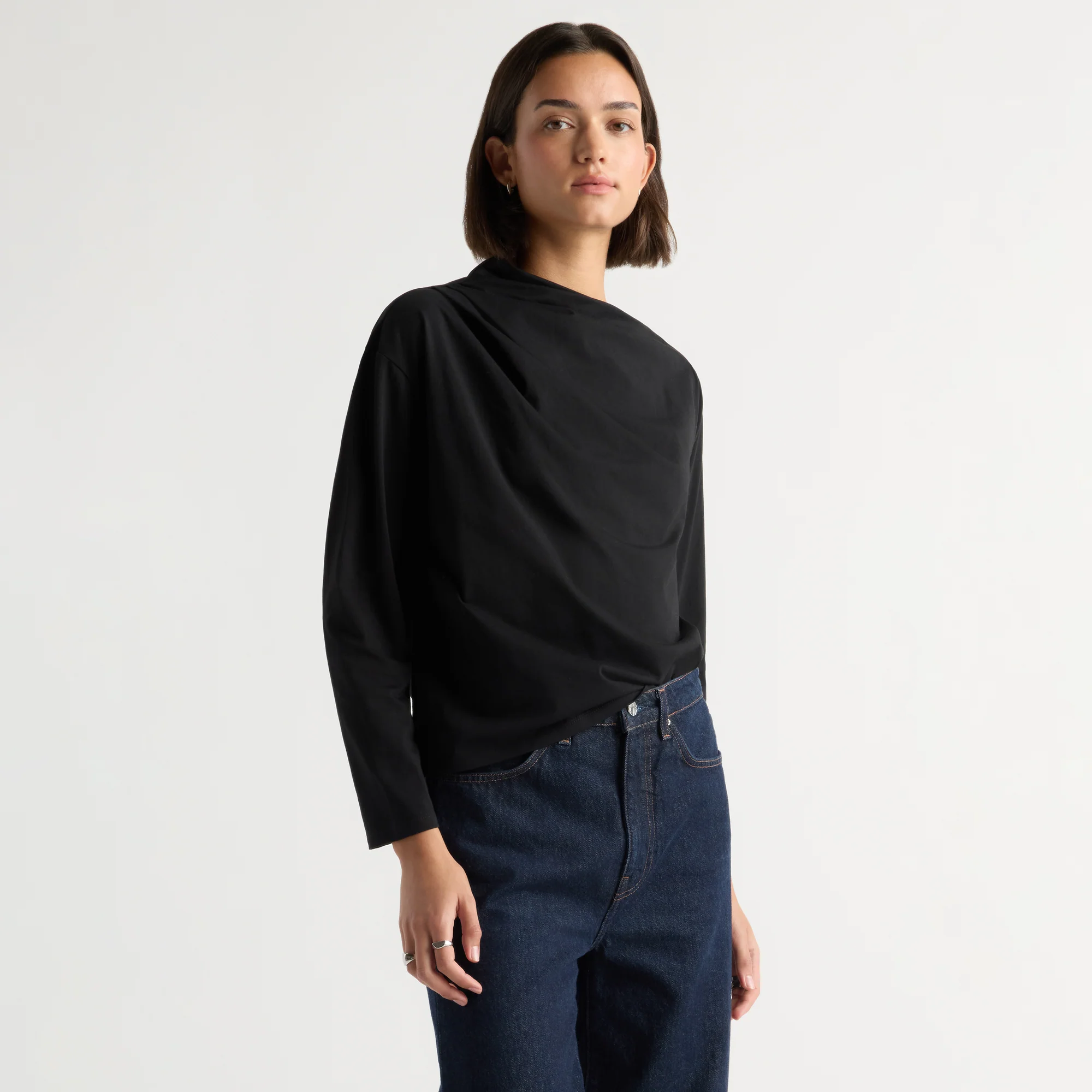 Kenira Asymmetric-Neck Long-Sleeve Tee