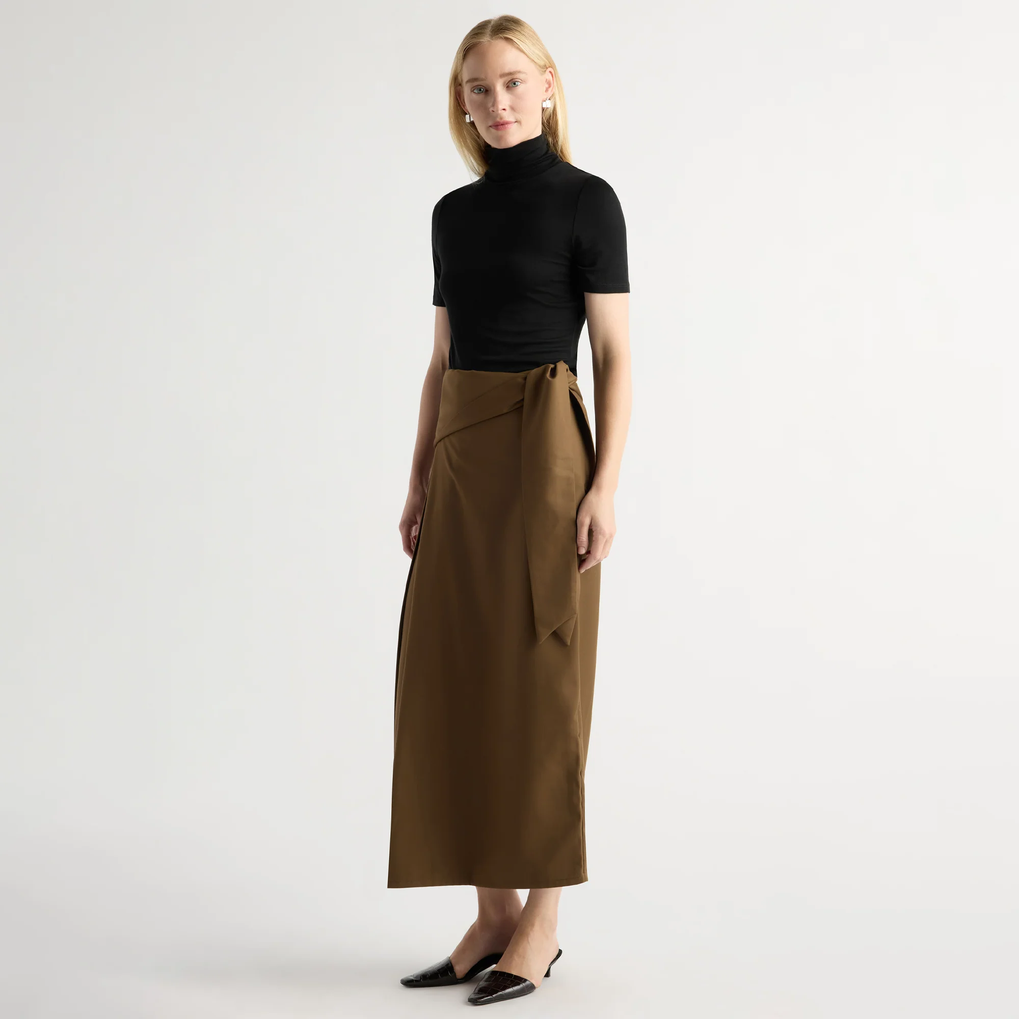 Elvira Tie-Waist Suiting Skirt