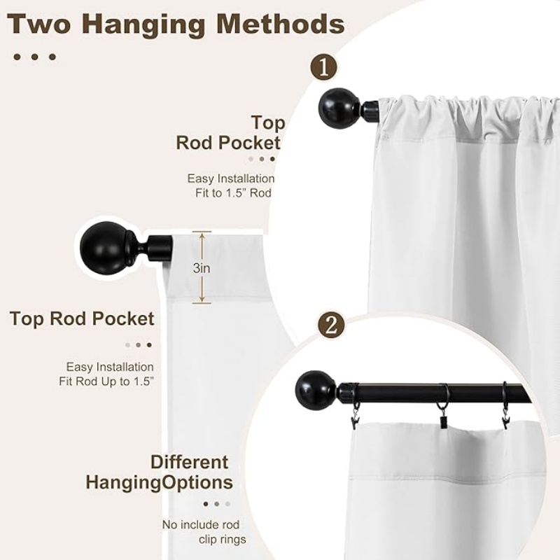 Waterproof Patio Outdoor Curtains with Rod Pocket,