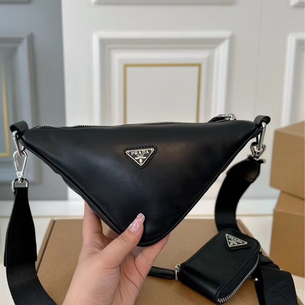 Prada Triangle Shoulder Bag Black 27Cm