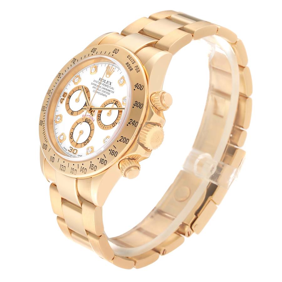 Rolex Daytona Yellow Gold White Diamond Dial Mens Watch 116528