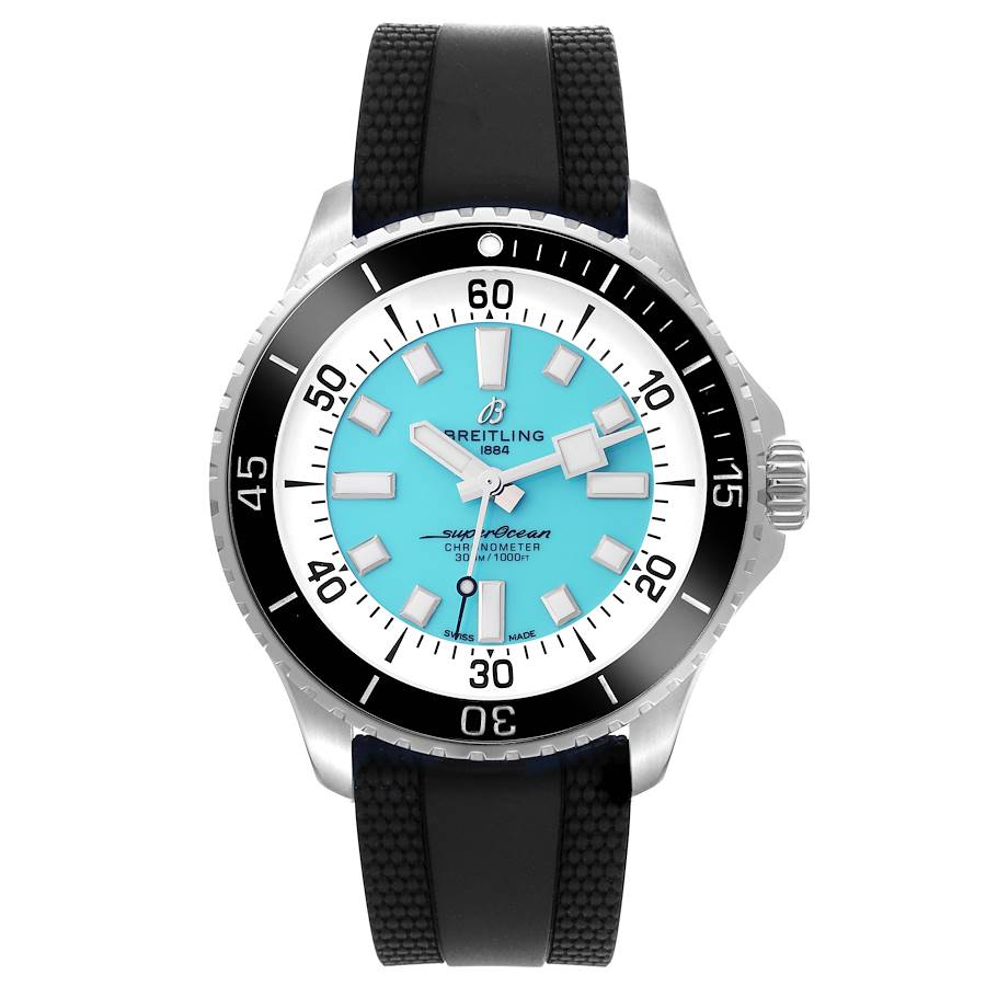 Breitling Superocean 44 Turquoise Dial Steel Mens Watch A17376