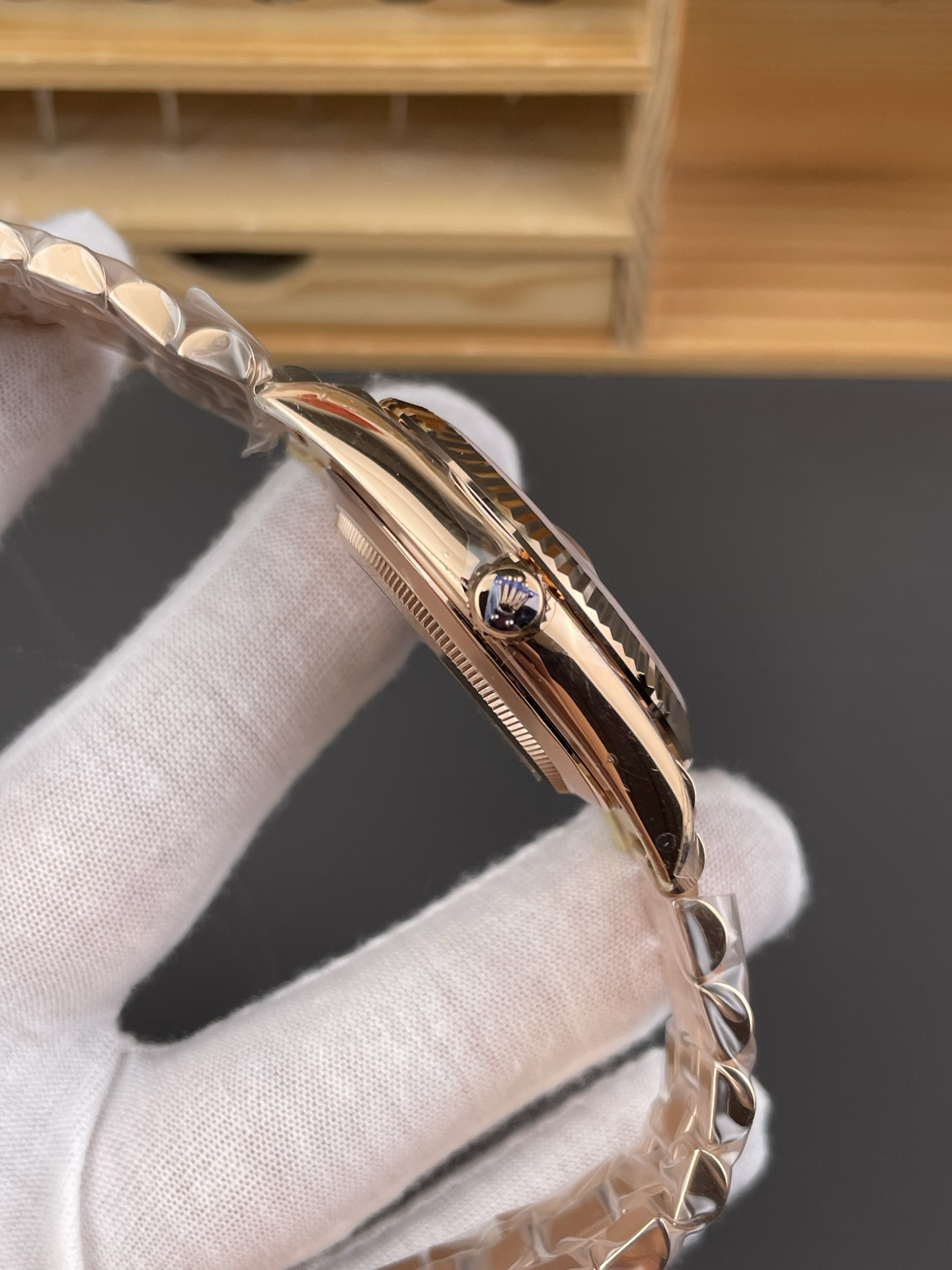 Rose Gold Champagne Roman Numeral Day-Date