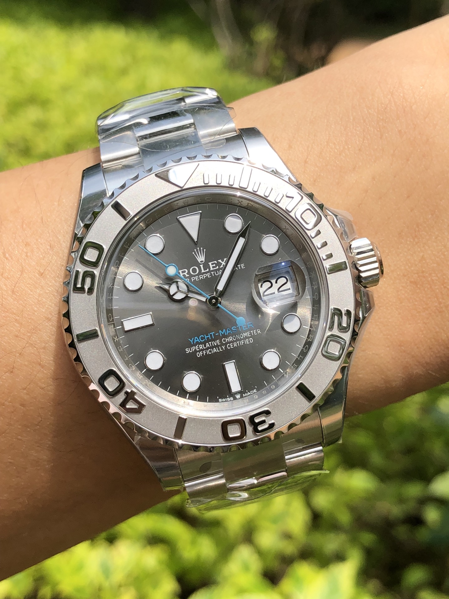 CC Rolex Yacht-Master 126622-0001 Platinum Bezel Dark Rhodium Grey Dial 40MM Mens Replica Watch