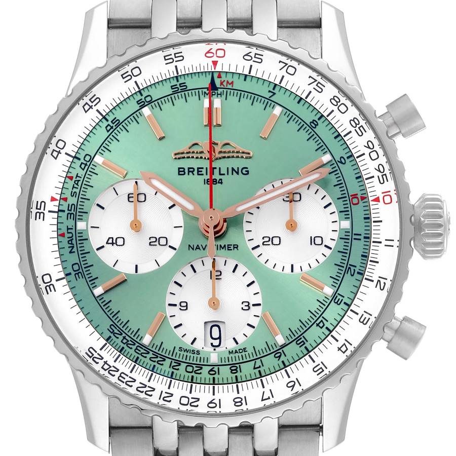 Breitling Navitimer B01 41 Green Dial Steel Mens Watch AB0139