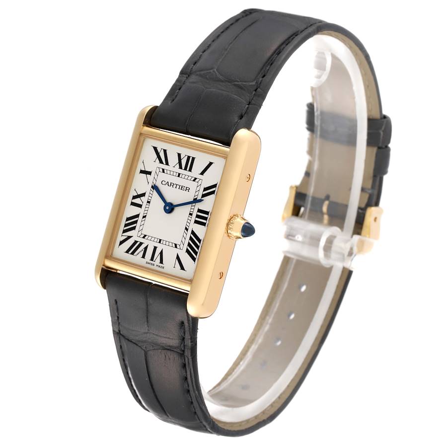 Cartier Tank Louis Yellow Gold Silver Dial Mens Watch WGTA0067 Card