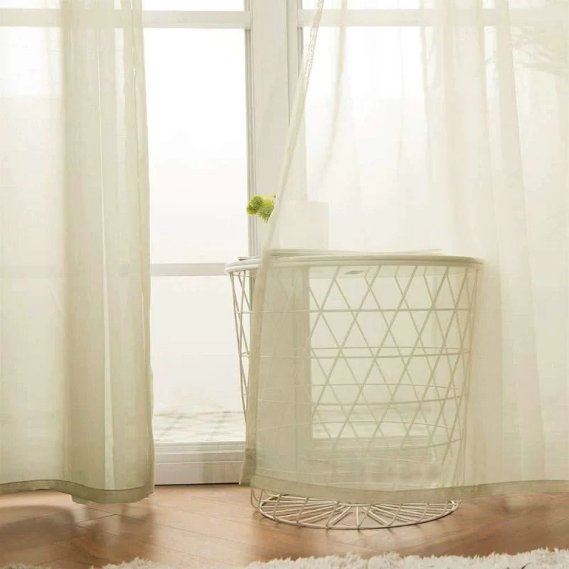 Solid Sheer Curtains Elegant Grommet Window Voile Panels Drapes Treatment 2 Panels