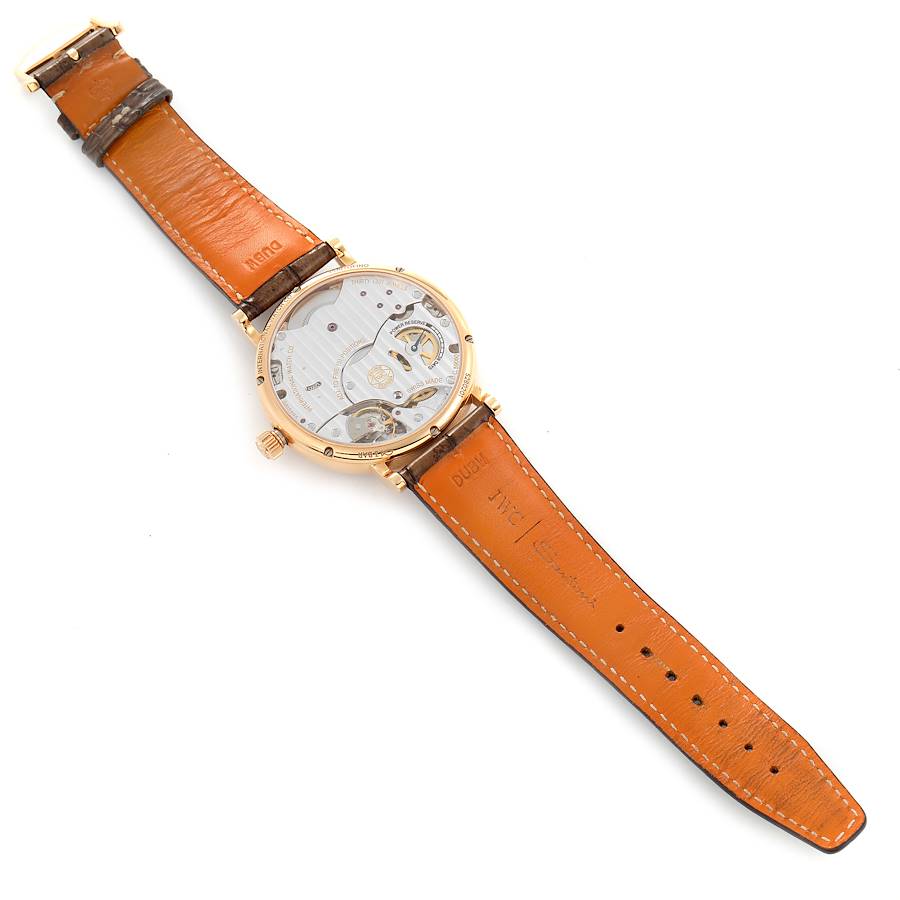 IWC Portofino 18k Rose Gold Silver Dial Brown Strap Mens Watch IW511101