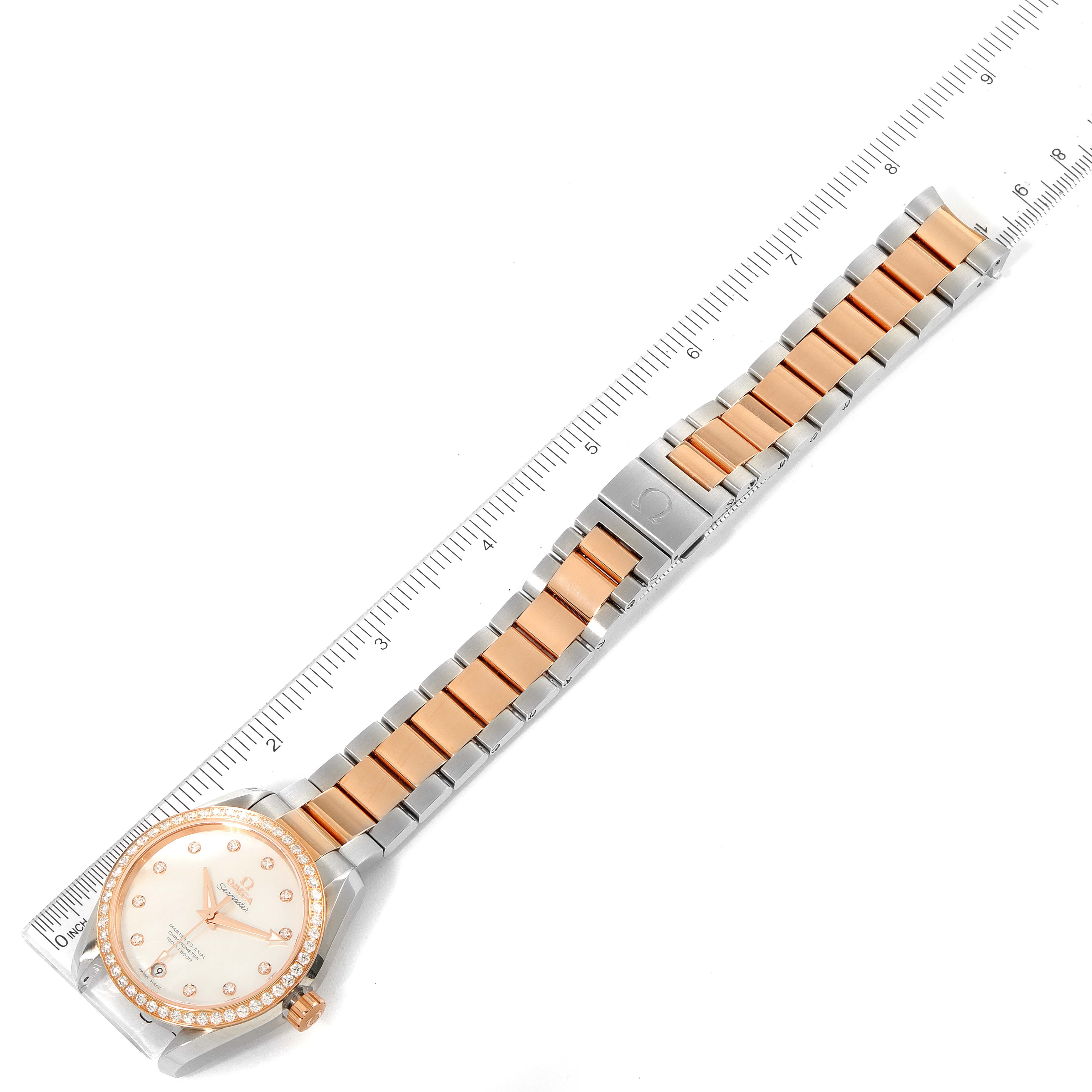 Omega Aqua Terra Steel Rose Gold Mother of Pearl Diamond Watch 38.5 MM 231.25.39.21.55.001