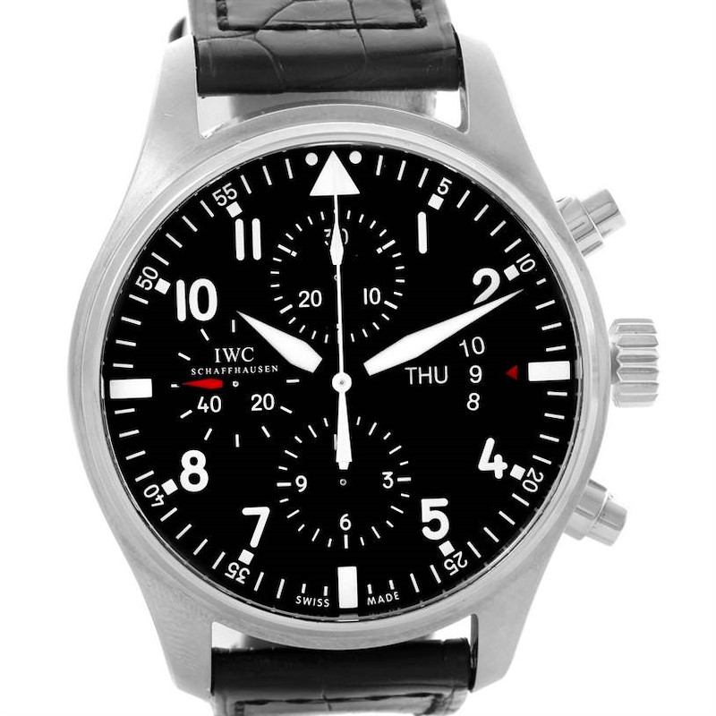 IWC Pilot Black Dial Chronograph Automatic Mens Watch IW377701