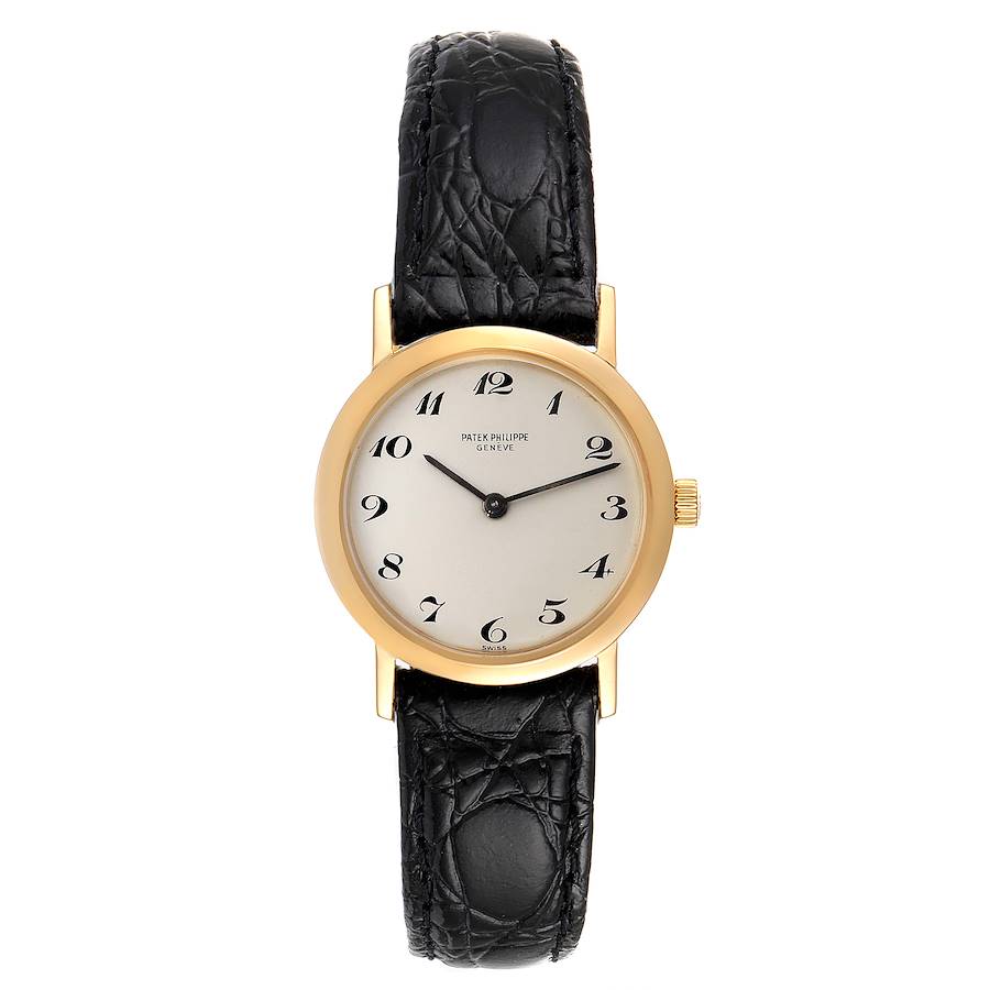Patek Philippe Calatrava 18k Yellow Gold Silver Dial Ladies Watch 4184