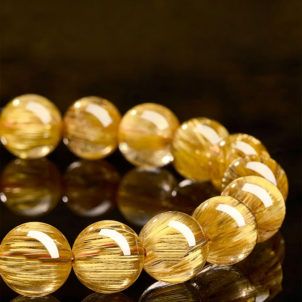 GemVibra Talismanic Gold Rutilated Quartz Abundance Bracelet