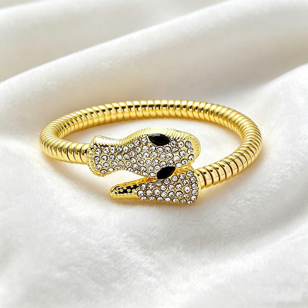 Iced Single lap Snake Head Bangle - Spiritual Protection & Transformation Talisman