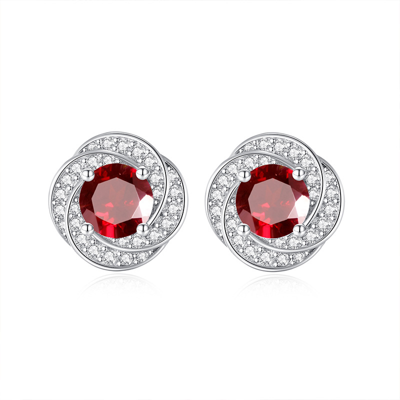 GemVibra Multi-Gemstone Swirl Stud Earrings, 925 Silver with Rhinestone Accents