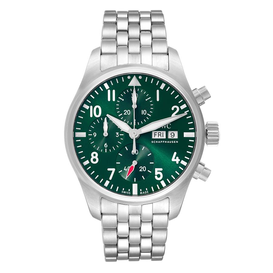 IWC Pilot Chronograph 41 Green Dial Steel Mens Watch IW388104