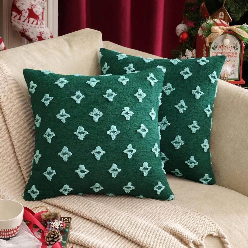Decorative Rhombic Jacquard Pillowcase Soft Square Pillow Covers (Pack of 2)