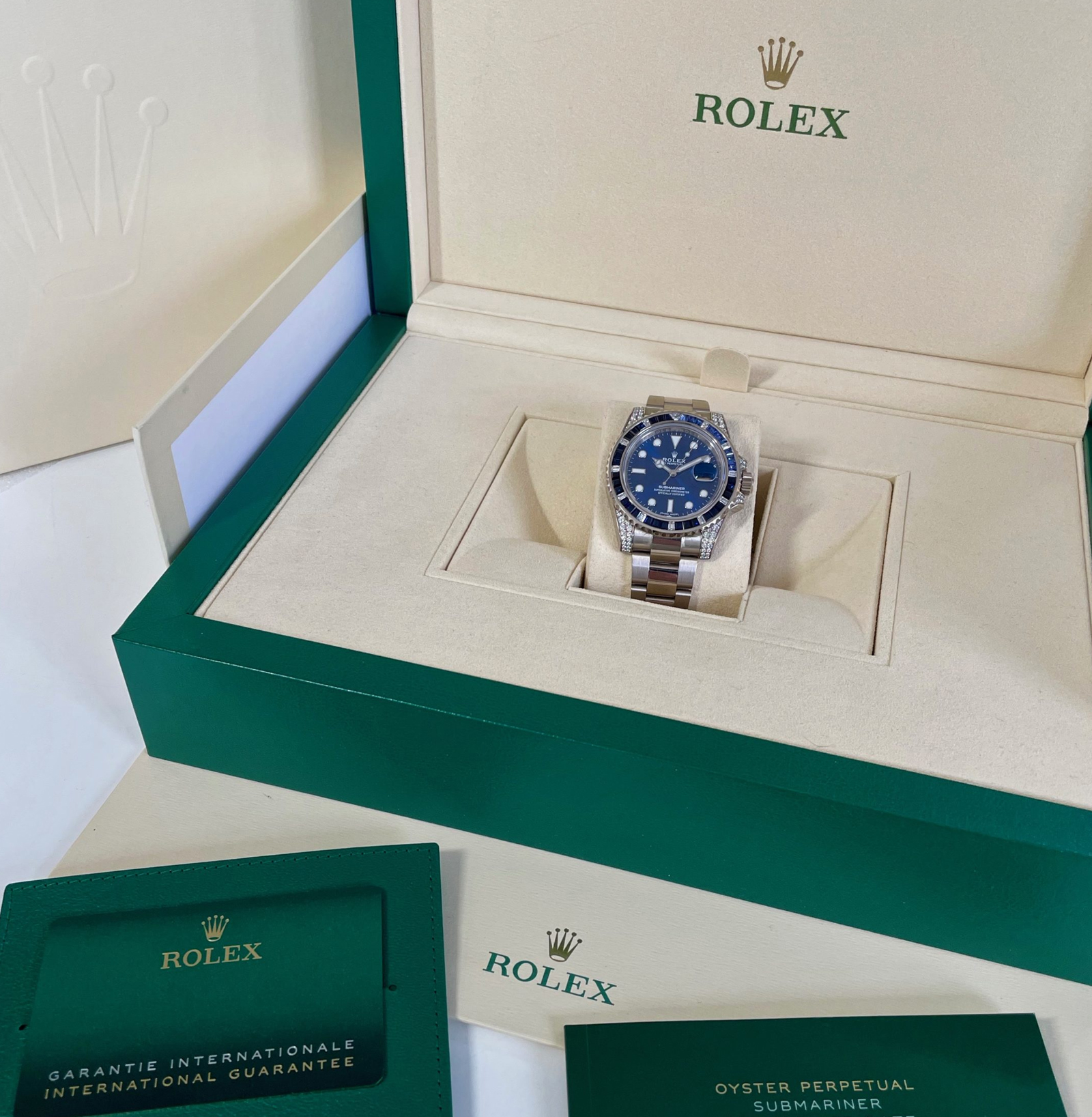 Big Promotion - Rolex Submariner Date 116659 SABR 18K White Gold Diamonds Sapphires Unworn