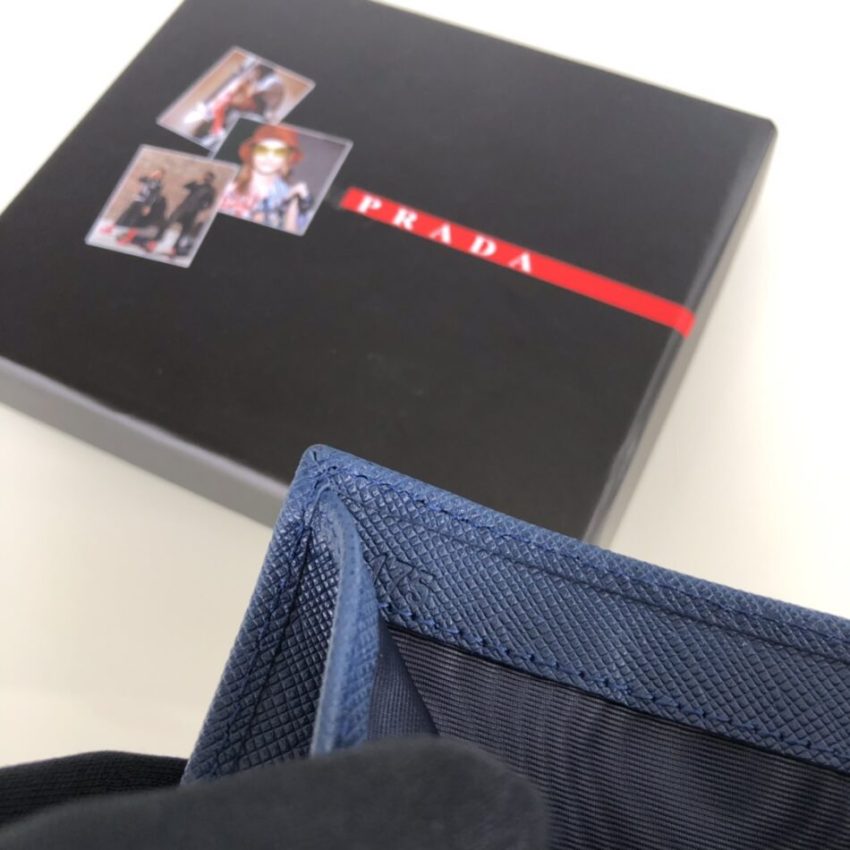 Replica Prada Saffiano Two Fold Wallet Blue