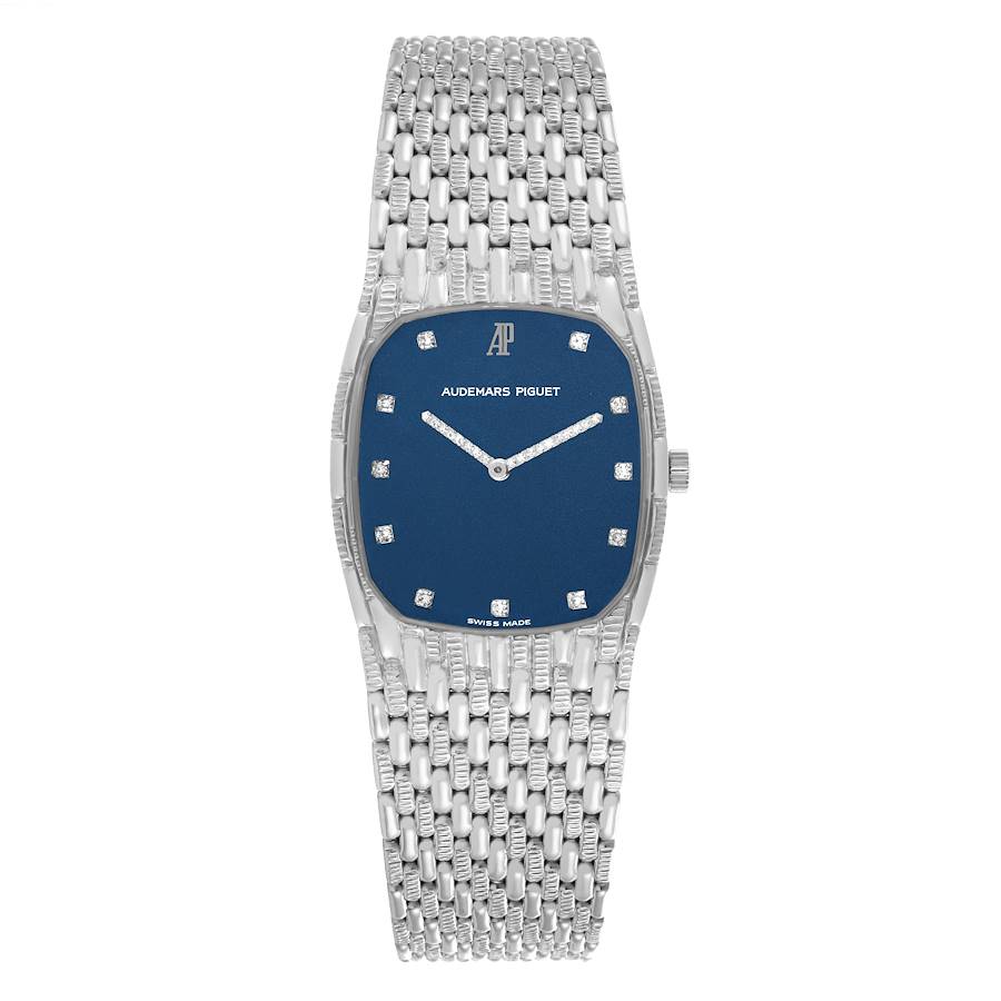 Audemars Piguet White Gold Blue Dial Diamond Vintage Mens Watch