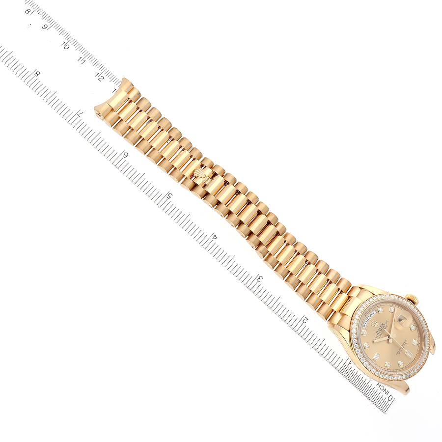 Rolex President Day Date Yellow Gold Diamond Mens Watch 128348