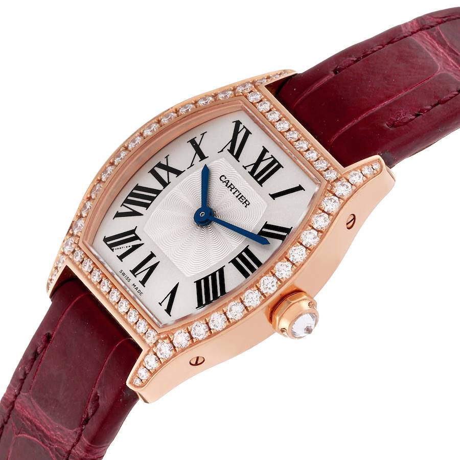 Cartier Tortue Rose Gold Silver Dial Diamond Ladies Watch WA501006