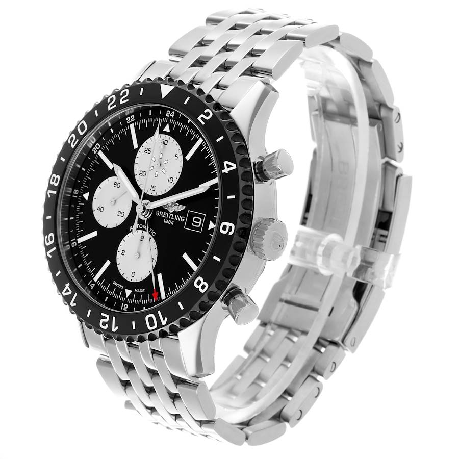 Breitling Chronoliner Black Dial Steel Mens Watch Y24310