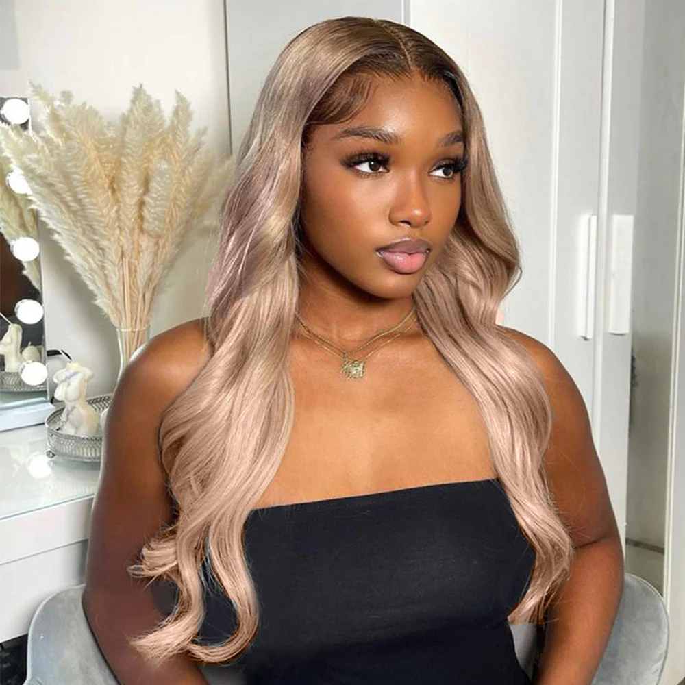 Megalook 6x5 Invisible Knots & 13x4 Lace Frontal Ash Blonde Ombre Loose Body Wave Wigs Natural Hairline