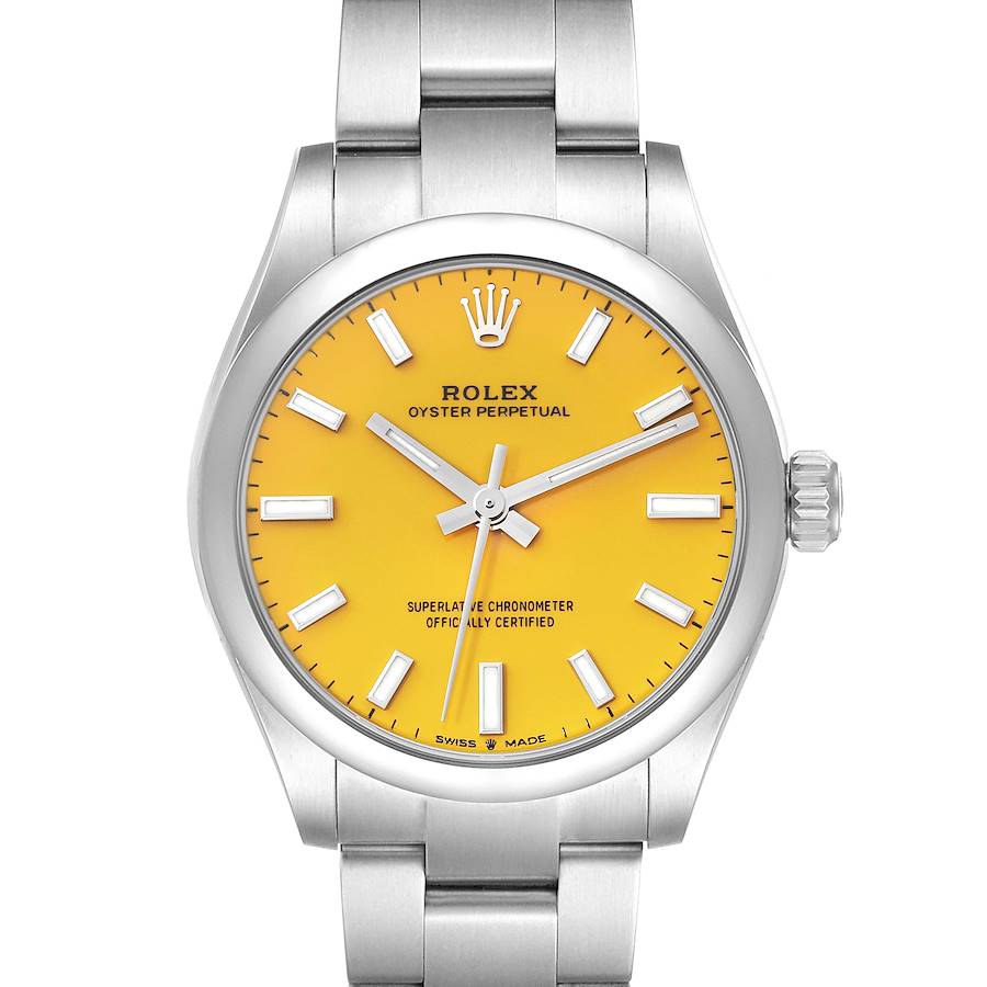 Rolex Oyster Perpetual Midsize Yellow Dial Steel Ladies Watch 277200