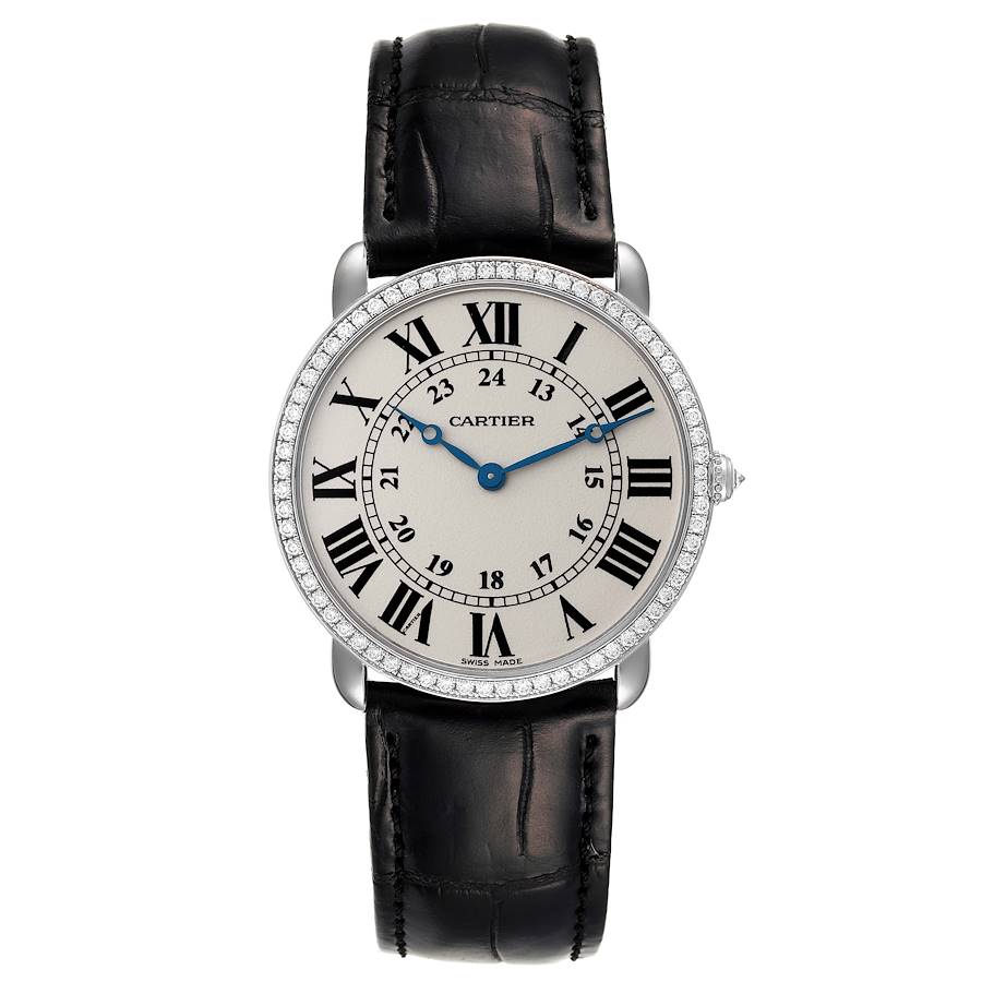 Cartier Ronde Louis White Gold Diamond Mens Watch WR000551