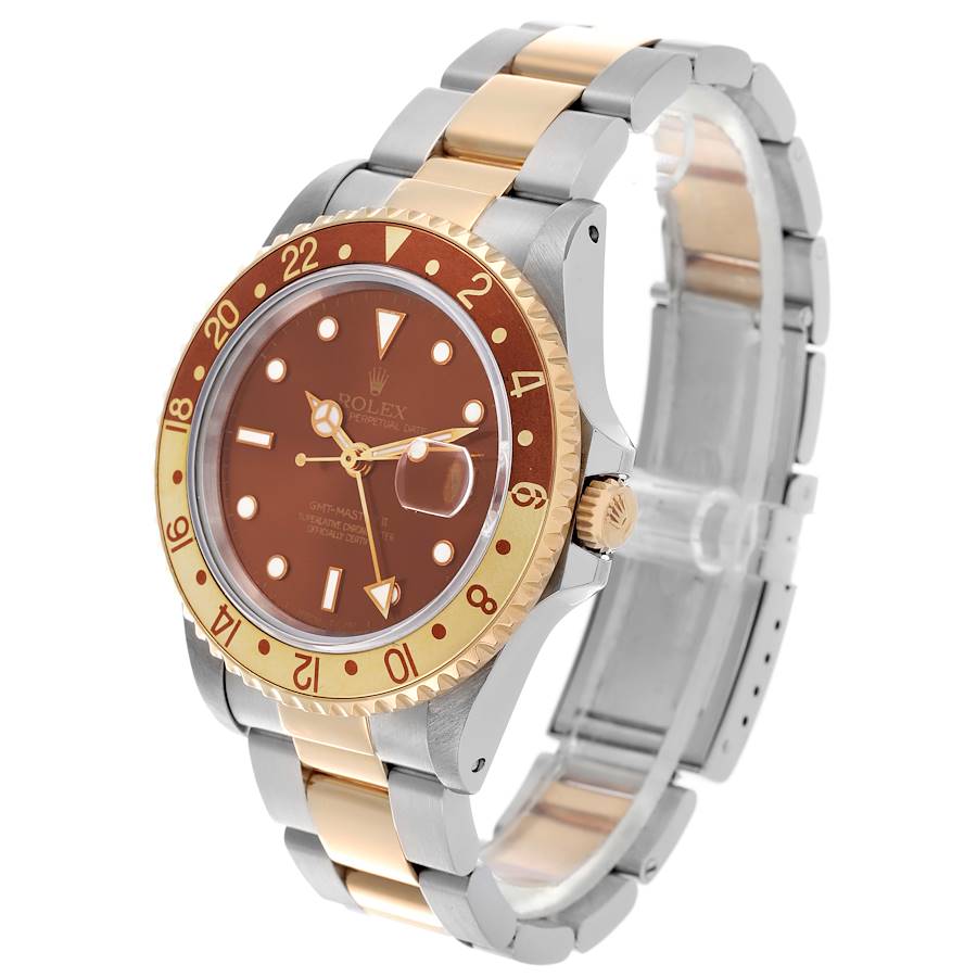 Rolex GMT Master II Root Beer Steel Yellow Gold Mens Watch 16713