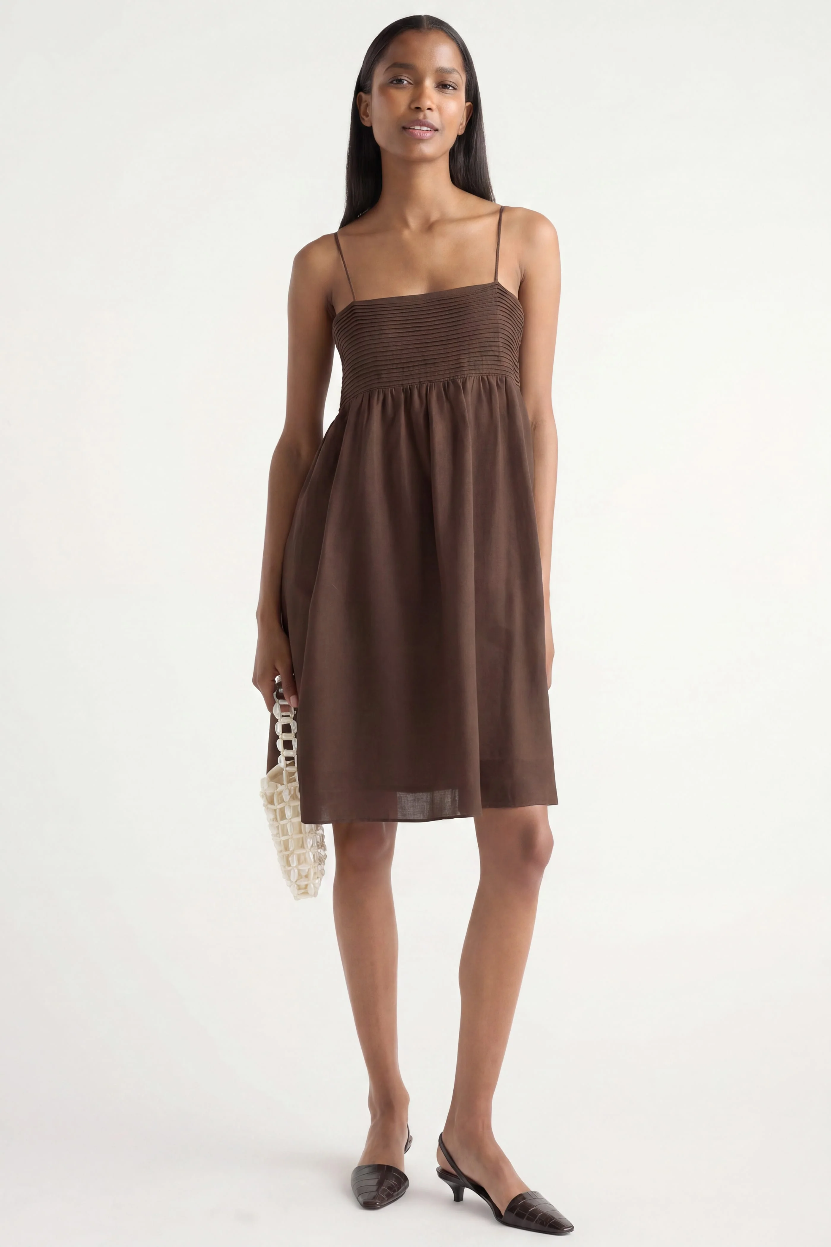 Myra Pintuck Cotton-Silk Dress