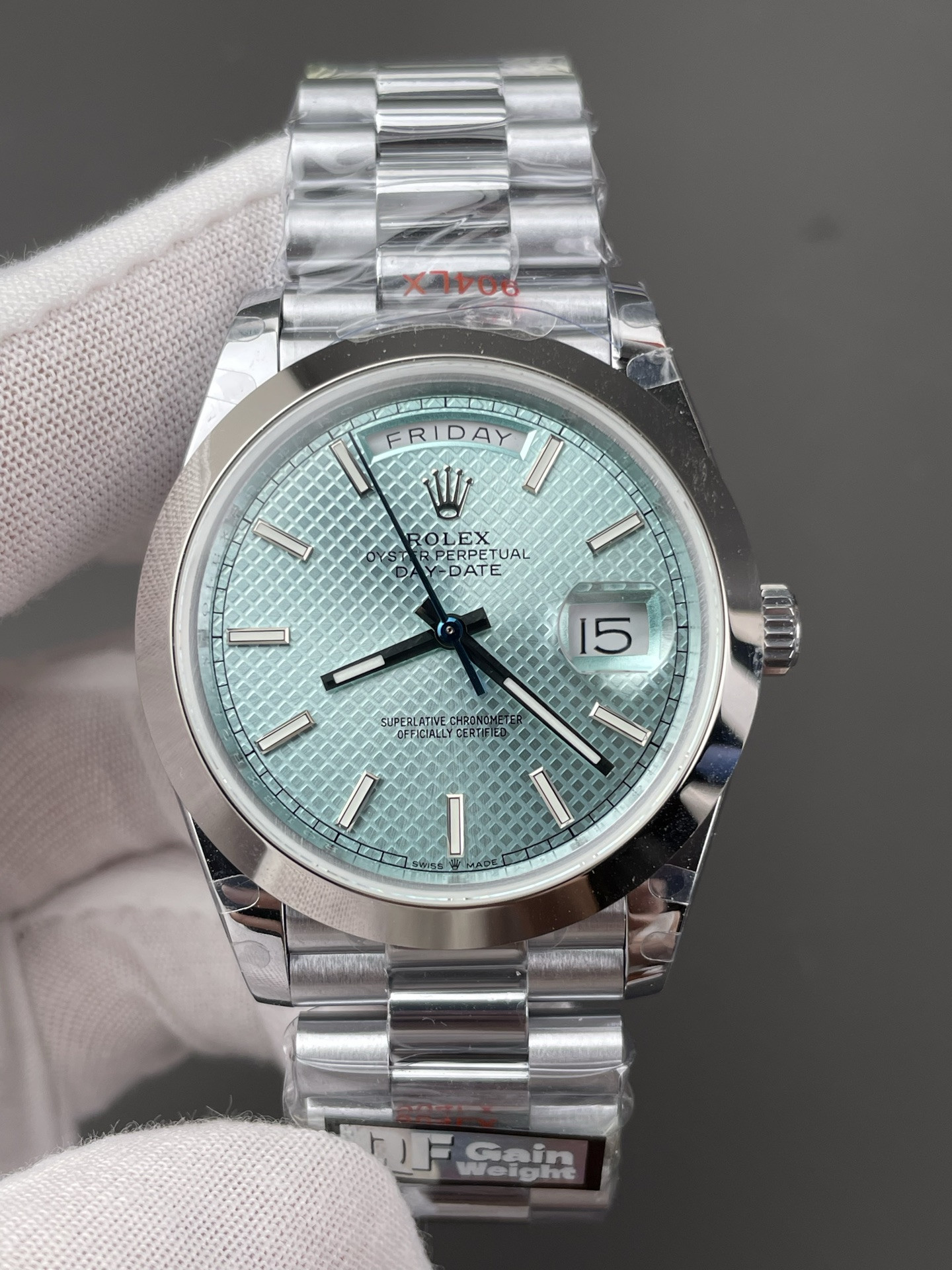 Grid Ice Blue Dial Day-Date