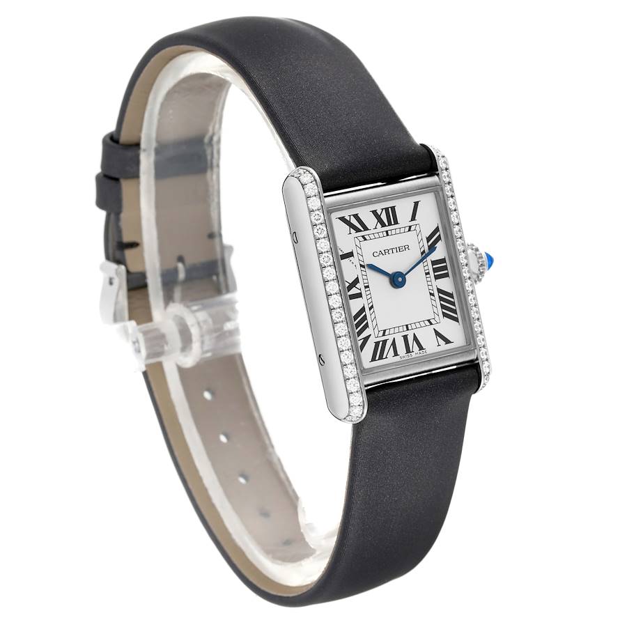 Cartier Tank Must Small Diamond Bezel Steel Ladies Watch W4TA0016