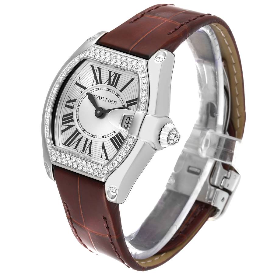 Cartier Roadster Small White Gold Diamond Bezel Ladies Watch WE500260