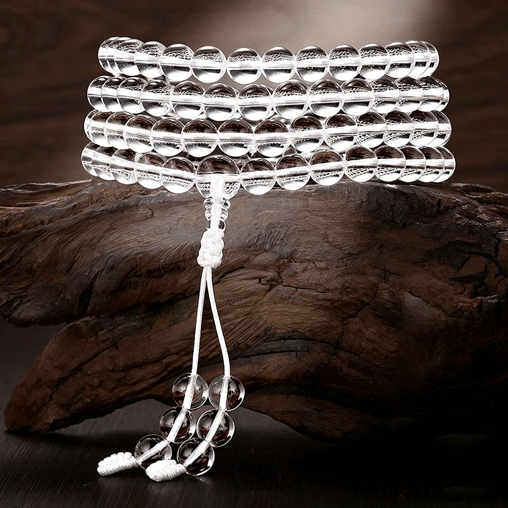 GemVibra Talismanic 108 Clear Quartz Mala Bracelet